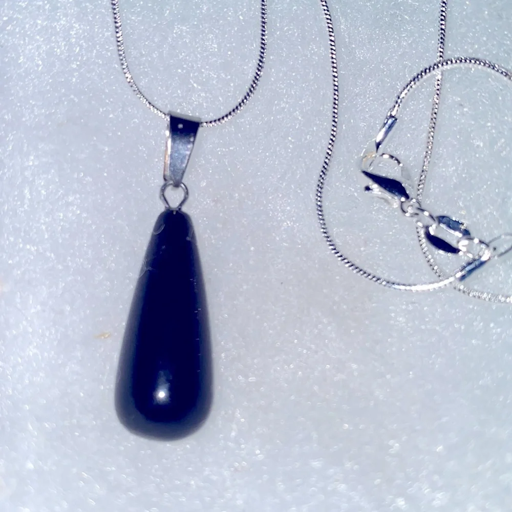 Natural Black Onyx Sterling Silver 24” Nec… - Picture 3 of 6